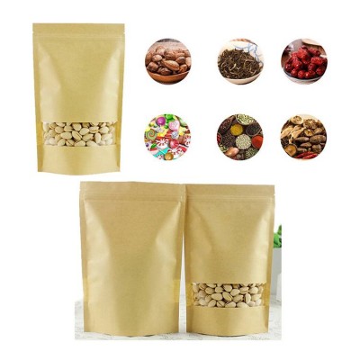 Factory Wholesale Food Packaging Stand Up Pouch Brown Kraft Paper Bag